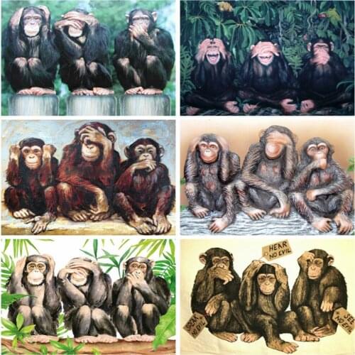 EverShine Diamond Painting Full Square Drill Monkey Bead Embroidery Diamond Mosaic Animal Cross Stitch Decor For Home Wall Art