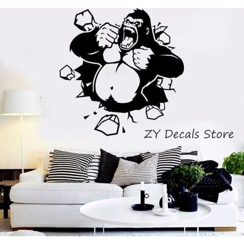 Gorilla Monkey Wall Decals Angry Animal Wall Stickers For Boys Bedroom Home Decoration L305