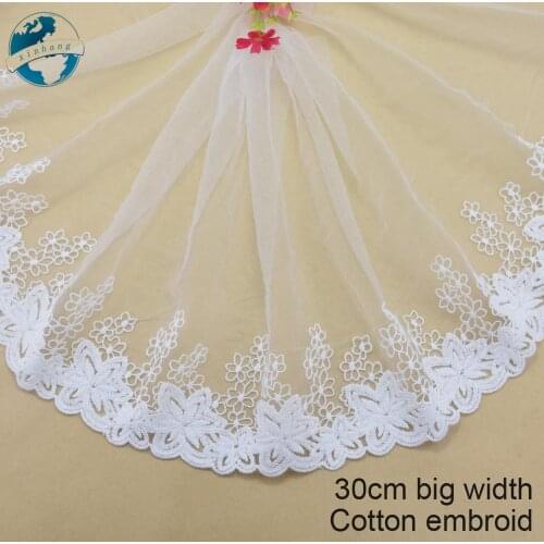 30cm big width Cotton embroid sewing ribbon guipure lace fabric trim diy craft supply wedding Accessories african lace#3186