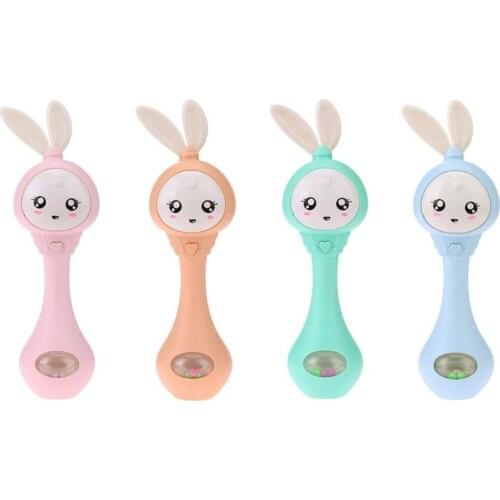 Baby Rabbit Rattle Music Teether Toy for Child Education Mobile Cot Kid Bed Bell Newborn Stroller Crib Infant Pacifier Weep