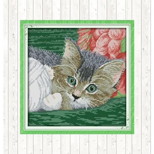 Chinese Cross Stitch Cat DIY Handmade Needlework DMC Threads 14ct 11ct Counted Printed Patterns Canvas for Embroidery Home Decor