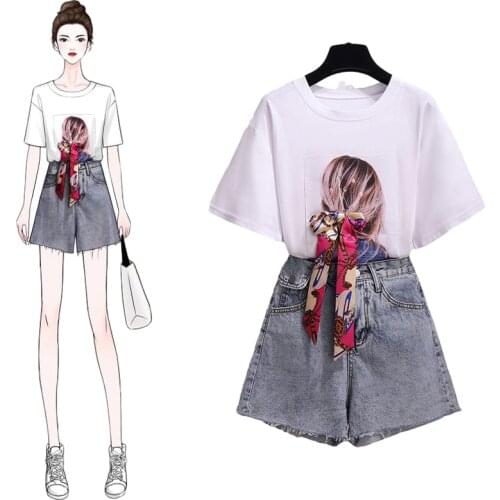 Plus Size Teenage Clothes Sets Girls Fashion Short Sleeve T-Shirt + Shorts 2021 Summer Students Clothes Suit 15-20 Years