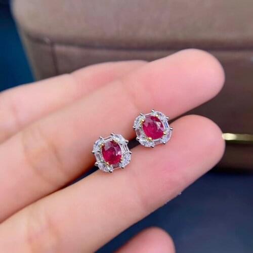 Best Gift Real Natural Ruby Earring Natural And Real 925 sterling silver Rubby Earring Fashion Ring