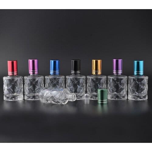MUB - 10ml Mini Steel Ball Bottle Empty Refillable Roll On Bottle For Essential Oil Travel Transparent Glass Perfume Bottle