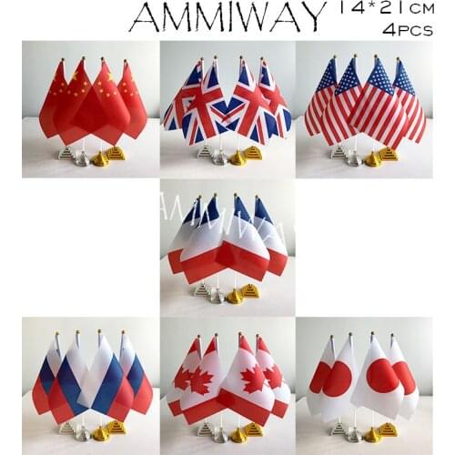 AMMIWAY China United Kingdom British United States American US USA Table Flags France French Russian Canada Japan Desk Flag