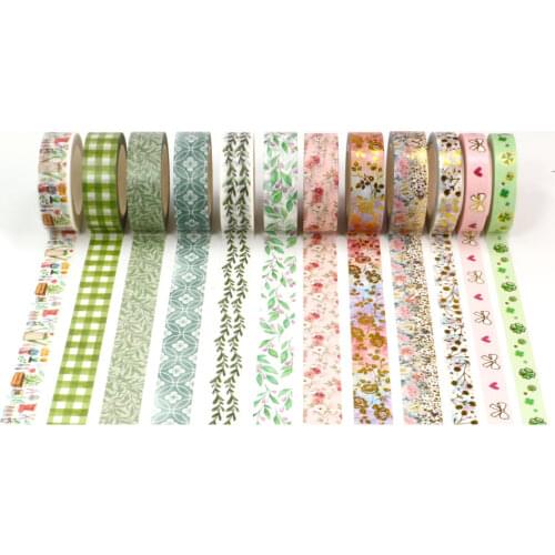 NEW 1X Decorative Spring Flowers Leaves Masking Washi Tape DIY Scrapbooking Stickers Cute Stationery for School Office Supplies
