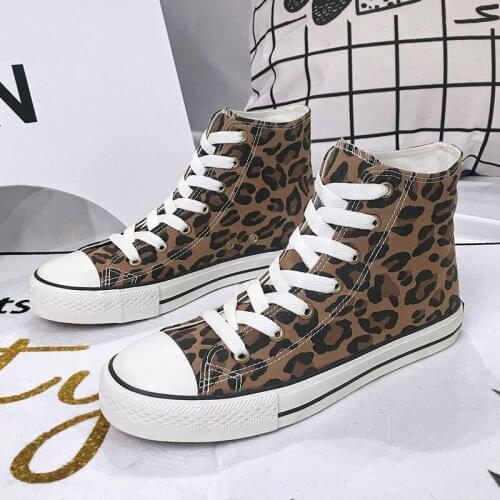 Men and women shoes high shaft couple casual sports shoes Leopard canvas summer canvas boots shoes for summer and spring