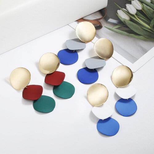 Simple Metal Colorful Small Disc Earrings Temperament Wild Color Earrings Women Birthday Holiday Anniversary Fashion Jewelry