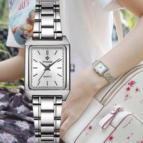 Montre Femme 2020 WWOOR Luxury Brand Womens Watches Fashion Rectangle Small Watch Woman Quartz Dress Ladies Bracelet Wrist Watch