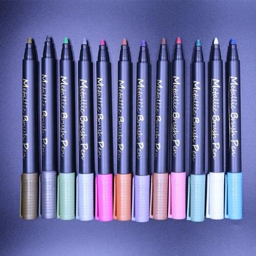 Metal marker pen, graffiti dazzling marker pen 12-color metal permanent marker pen Suitable for crafts, metal, wood, ceramics