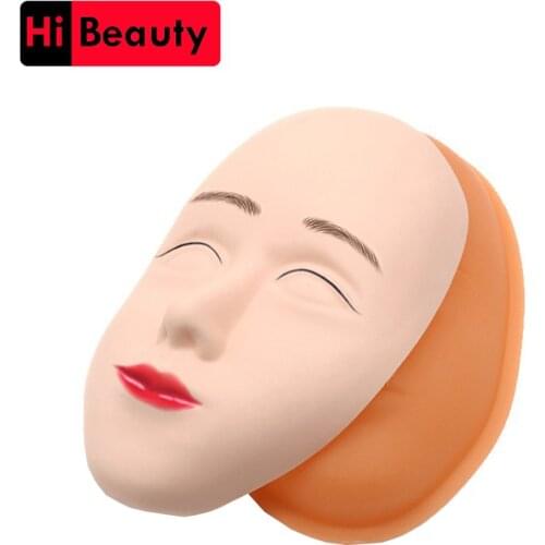 5D Silicone Fake Tattoo Practice Training Head Face Skin Base Mannequin Doll For Permanent Lip Eyebrow Makeup Tattoo Accessory