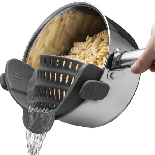 Silicone drainer Drain the side of the pot to block household Universal Clip On Silicone Colander Pot Strainer Kitchen Gadgets