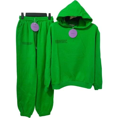 2021 Pure Cotton Thin Spring and Summer Fabric Hooded Sweatshirts Hoodies Track Pants Women Clothes Tracksuits Two Piece Sets