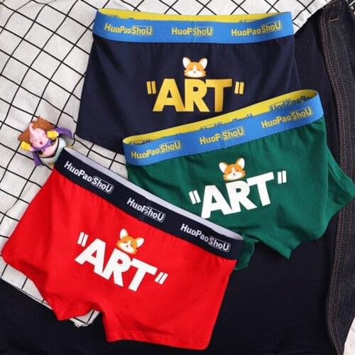 Brand Mens Panty Flat-angle Pants Cotton Youth New Trend A Sexy Boy Underwear Sports Four-corner Shorts Head