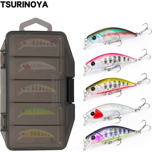 TSURINOYA 50S Set 5cm 5g 5pcs Sinking Minnow INTRUDER TROUT Artificial Jerkbait Hard Bait Pike Wobbler Fishing Lure Crankbait