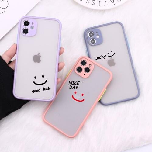 Smiley Good Luck Camera Protection Phone Cases For iPhone 11 12 Pro Max 8 7 6S Plus Mini XR XS Max X Matte Shockproof Back Cover
