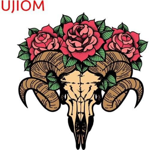 UJIOM Roses and Sheep Skull Door Sticker Home Decoration Living Room Decor Moisture Proof Vinyl Wall Stickers Wallpaper