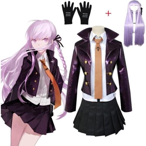 Cosplay Costume Danganronpa Kyoko Kirigiri Clothing Halloween Costumes for Women Purple Suit Set and Wigs Danganronpa Cosplay
