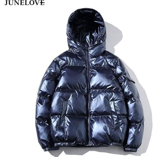 JuneLove Womens Down Jacket Winter Vintage Plus Size Hooded Parkas Outwear Down Padded Coats Female Street Casual Thick Coats