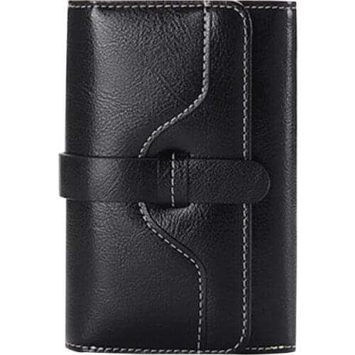 066F Womens Retro Leather Wallet Female Short Card Holder Coin Purse Trifold Wallets