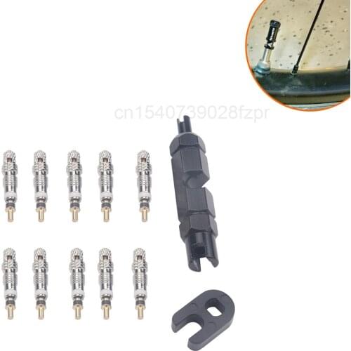 10 Combined French Bicycle Valve Core Removable Valve with Black Maintenance Tool