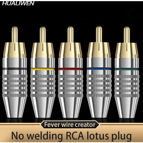 Welding-free gold-plated rca Lotus head plug AV audio cable professional speaker audio amplifier connector