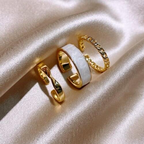 3Pcs/Set New INS Style Joint Ring Sets For Women Hiphop Minimalist Gold Color Geometric Finger Rings Party Fashion Jewelry Gift