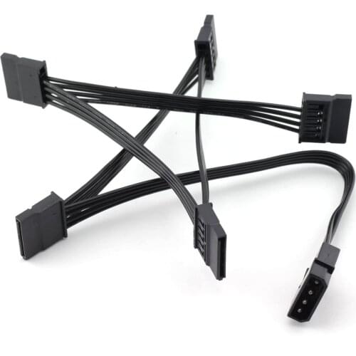 SATA 15-Pin Power Adapter Line Large IDE 4P Male to 5 SATA 15 Pin Female Power Extension Cable Splitter IDE to SATA Connector