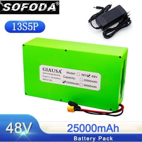 48V battery 48V 25ah 13S5P 18650 lithium ion battery pack XT60 plug 48V 25AH electric bike battery for 48V 500W 750W 1000W motor
