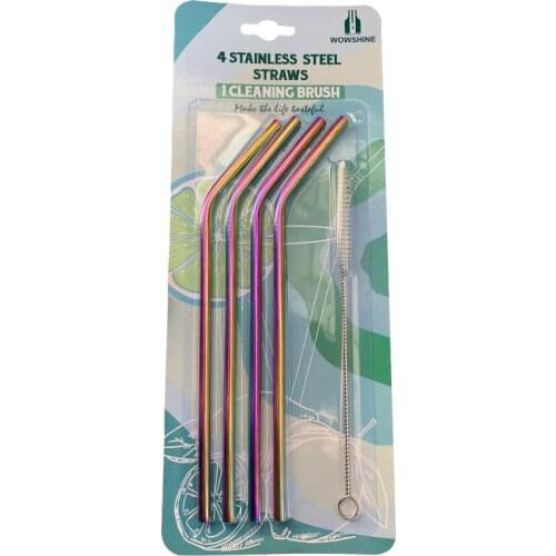 Free Shipping High Quality FDA and LFGB Passed Stainless Streel Drinking Straw Set 4 and 1 Brush