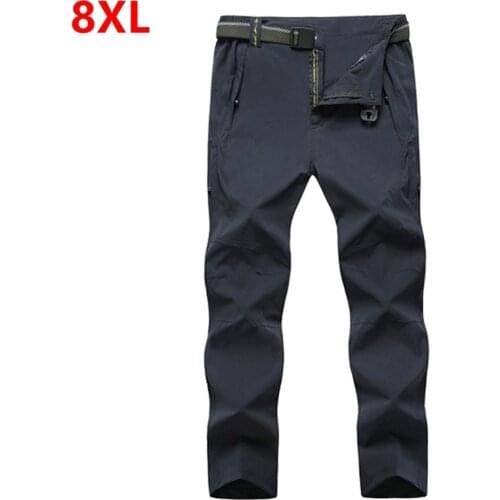 Big size quick drying pants male summer mountaineering pants thin elastic fertilizer to increase loose plus size pants