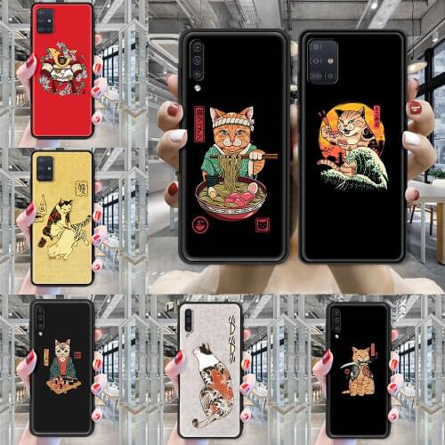 Case For Samsung Galaxy A72 A51 A71 A21 Japanese cat art Soft Funda for SAMSUNG GALAXY A Quantum A42 5G A12 A02s
