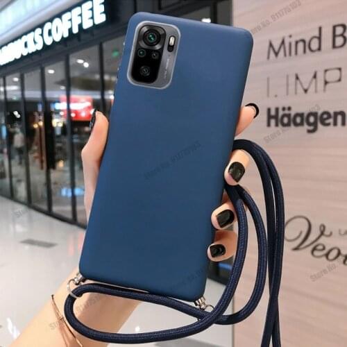 Candy color Case For Redmi Note 10S 9 Pro Max 10 8T 7 6 5 With Lanyard Neck Strap Rope Cord Case Silicone Soft TPU Back Cover