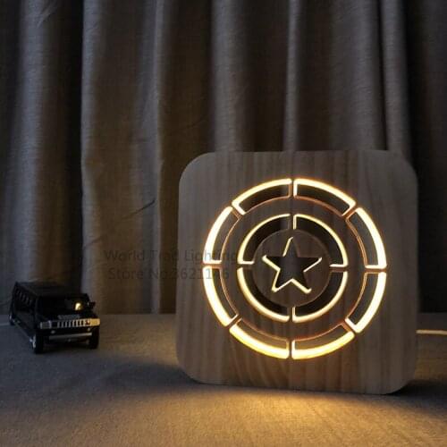Wood LED Night Light 3D captain Illusion Luminaria USB lamp creative Baby Child birthday gifts America decoration Christmas Gift