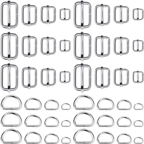 80Pcs Purse Hardware, Included 40pcs Roller Pin Buckles and 40pcs D Rings for Purses, Pouch, Lanyard and Handbags