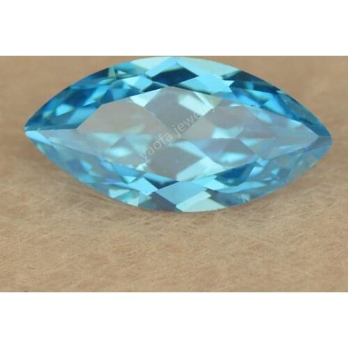 Hot Sale 5A 1.5x3-10x20mm Light Sea Blue Lab Aquamarin Cubic Zircon Stone Loose Marquise Cut CZ Synthetic Gems For Jewelry