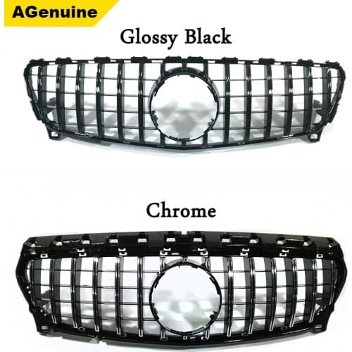 Chrome Glossy black Chrome ABS GT facelift Car front bumper radiator mesh grille racing grills for Mercedes-Benz A class 2016