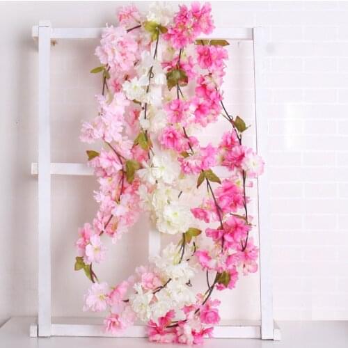 177cm Artificial Cherry Blossom Vine Fake Cherry Blossom Wedding Luxury Hotel Home Decoration Garden Party Decoration Fake Cherr