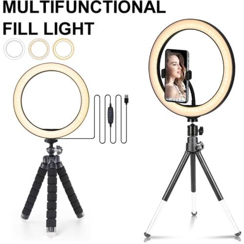 26/16CM LED Ring Light Studio Photography Remote Control Dimmable Ring Light Selfie Lamp With 20cm Tripod For YouTube Live Video