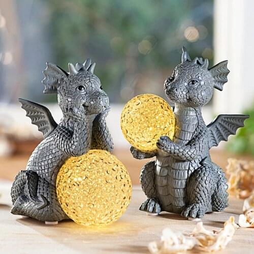 Creative Dinosaur Night Light Home Resin Table Lamp Solar Garden Halloween Decor Night Light Crafts Dragon Ball Gift Ornaments