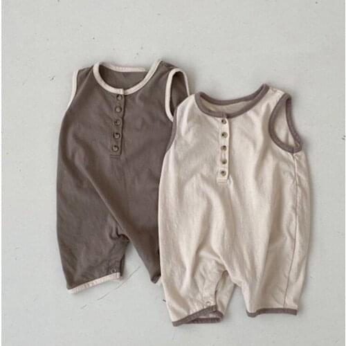 Summer jumpsuit casual and comfortable round neck sleeveless romper for boys and girls