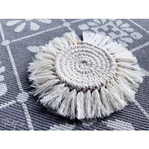 Macrame Northern Europe style pure handcrafted cotton braid cup pad the home of the home decoration tablecloth table mat Bohemia
