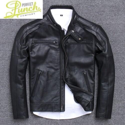 Cowhide Jacket Autumn Mens Winter Genuine Coat Motorcycle Real Cow Leather Jackets Short Veste Cuir Homme 16717