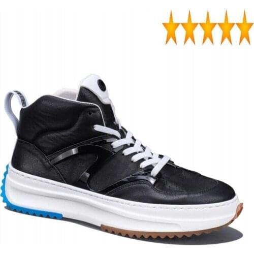 High-Top Sneakers Men Autumn Brand Luxury Height Increasing Platform British Style Genuine Leather Hip Hop Casual Shoes