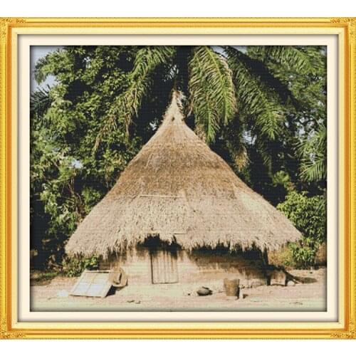 African local house cross stitch kit 18ct 14ct 11ct count printed canvas stitching embroidery DIY handmade needlework