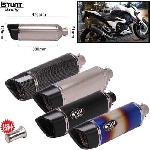 470MM Muffler Tip Tubes Silencer System for 38-51mm Tail Exhaust Pipe Removable DB Killer Escape Motorcycle Scooter Exhaust Pipe