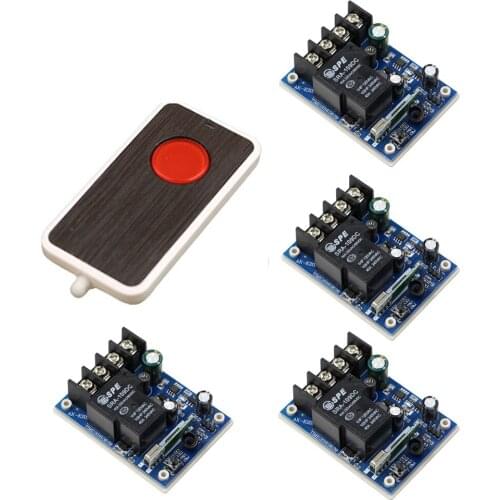 New Arrival Wide Voltage DC12V - 48V 30A 1CH Wireless Remote Control Switch Transmitter+4* Receivers for Smart Home 315/433mhz