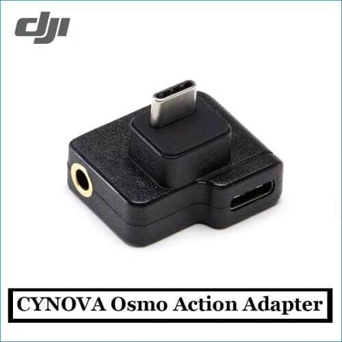 Original DJI CYNOVA Osmo Action Dual 3.5mm USB-C Adapter enhances sound quality for video ith DJI Osmo Action