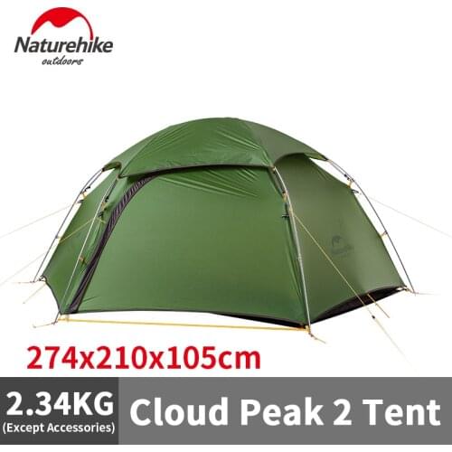 Naturehike New Cloud Peak 2 Camping Tent 2 Person Hexagonal Ultralight Portable 4 Seasons Tent 20D Waterproof Hiking Camping