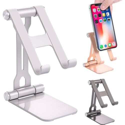 Mobile Phone Holder Double Folding Lazy Bracket Desktop Metal Support 270 Degrees for Smartphone Tablet Watch Video Live Game